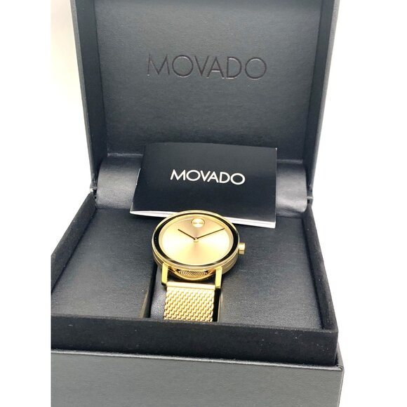 Movado Men's Watch 3600560 Bold Gold Dial Swiss Quartz Steel 40mm Mesh Band - Picture 3 of 14